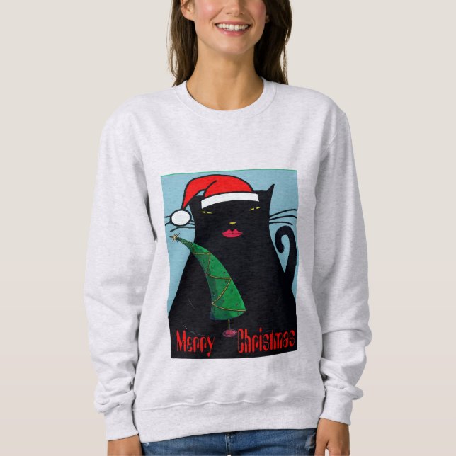 Black Cat Christmas Sweatshirt (Vorderseite)