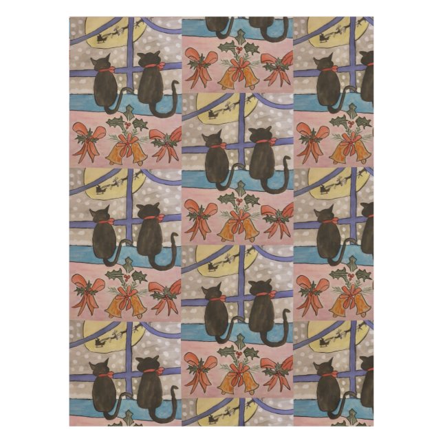 Black Cat Christmas Tischdecke (Vorderseite)