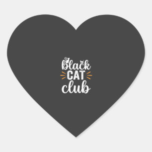 Black Cat Club Halloween-Design Herz-Aufkleber