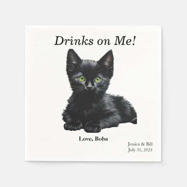 Black Cat Cocktail Napkin Serviette (Vorderseite)