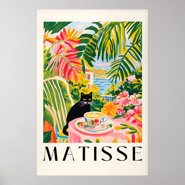 Black Cat Coffee Print Henri Matisse Style Kitchen Poster (Vorne)