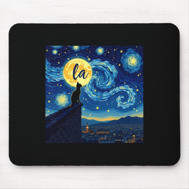 Black Cat Comma La Kamala Harris Halloween Starry Mousepad (Vorne)