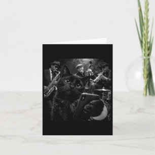 Black Cat Cool Jazz Band Selfie-Grafik Karte