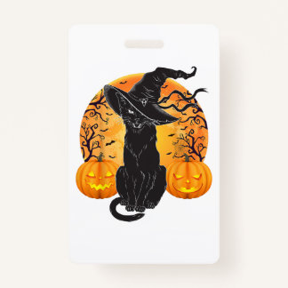 Black Cat Costume Scary Halloween Witch Hat _Moon  Ausweis