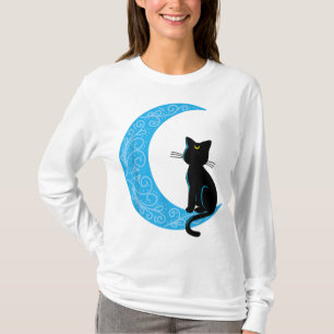 Black Cat Crescent Moon Sailor Mama T-Shirt
