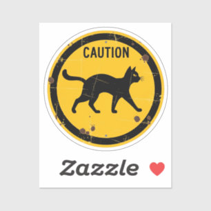 Black Cat Crossing - Halloween-Vorsichtszeichen Aufkleber