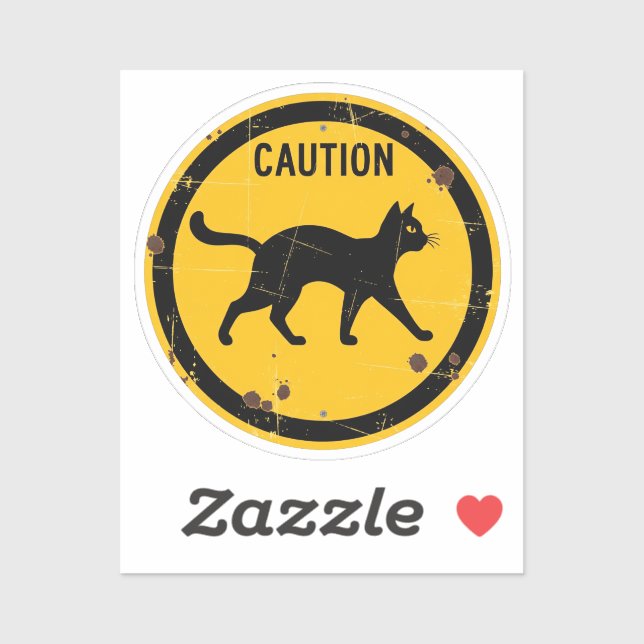Black Cat Crossing - Halloween-Vorsichtszeichen Aufkleber (Blatt)