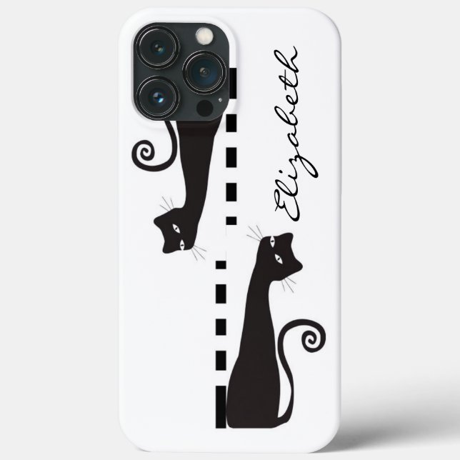 Black Cat Custom Monogram Case-Mate iPhone Hülle (Rückseite)