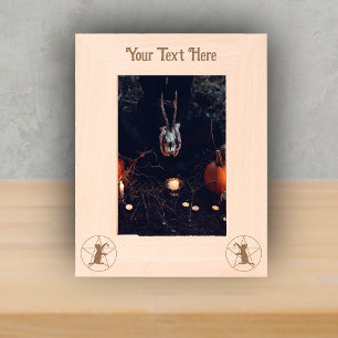 Black Cat Dangling Star in Pentagram Circle Witz Geätzte Rahmen