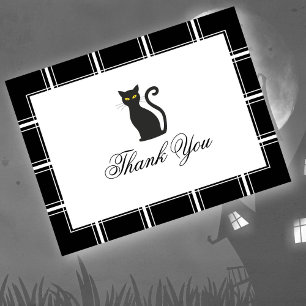 Black Cat Danke Halloween Black Postkarte