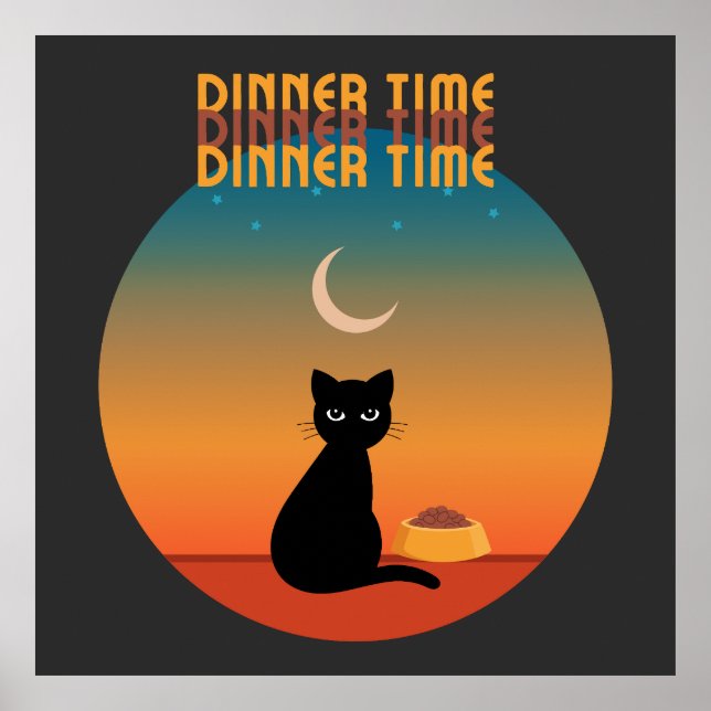 Black Cat Dinner Time Poster (Vorne)