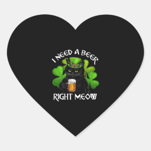 Black Cat Drink Beer St Patricks Day für Irish Herz-Aufkleber