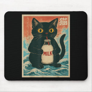 Black Cat Drink Milk Carton Anime Japanisch Witz G Mousepad