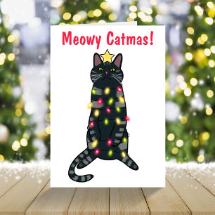 Black cat drôle de carte de Noël