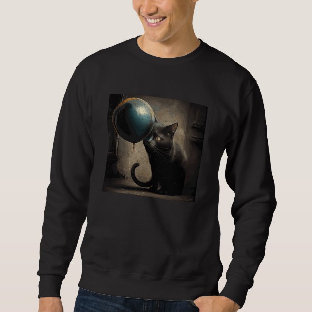 Black Cat Eat Balloon Sweatshirt (Vorderseite)