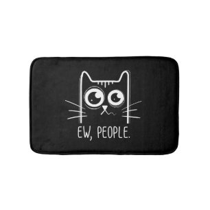 Black Cat Ew People Funny Cat Lover Badematte