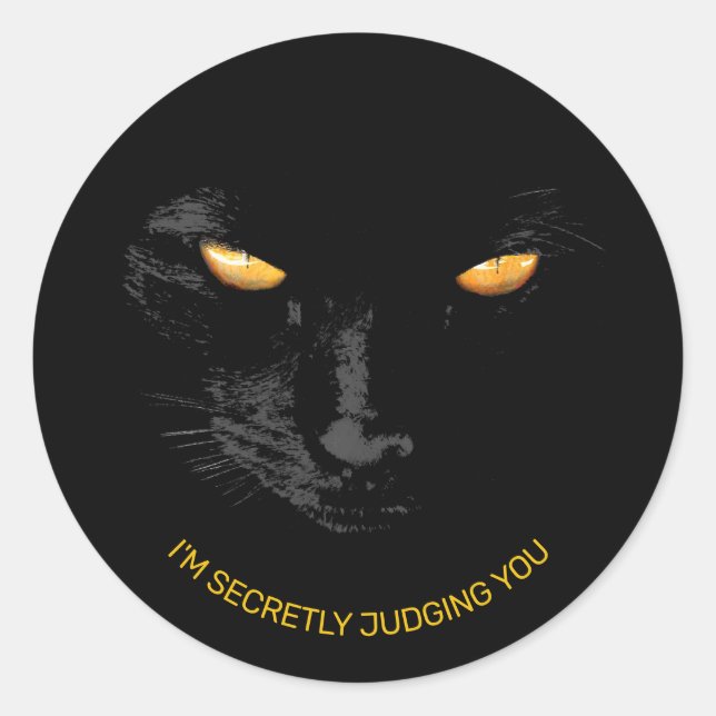 Black Cat Eyes lustig anpassbar Runder Aufkleber (Vorderseite)
