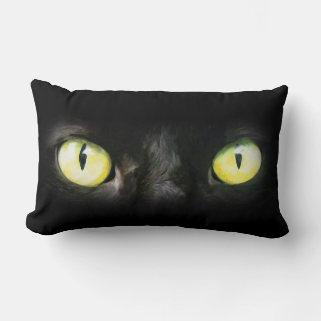 Black Cat Eyes Spooky Halloween Lendenkissen (Vorderseite)