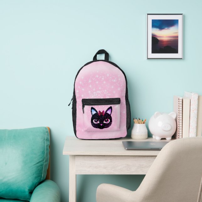 Black Cat Face Bedruckter Rucksack (InSitu)