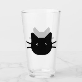 Black Cat Face Design Trinkglas Glas