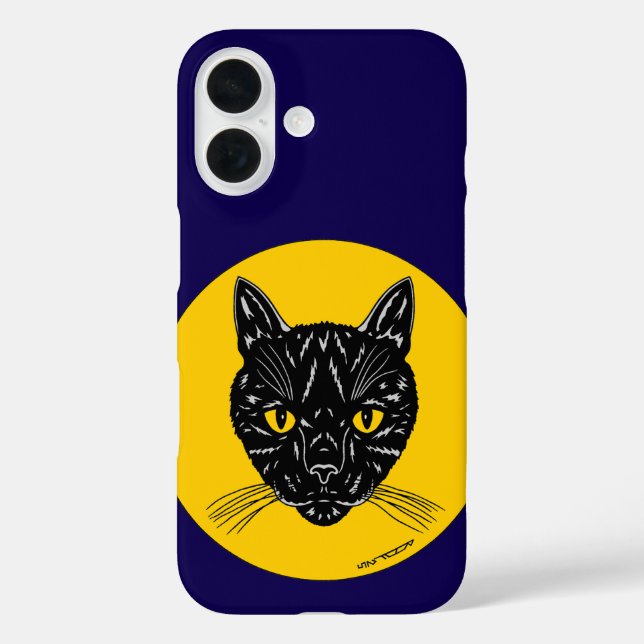 Black Cat Face iPhone 16 Hülle (Rückseite)