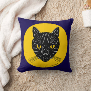 Black Cat Face Kissen