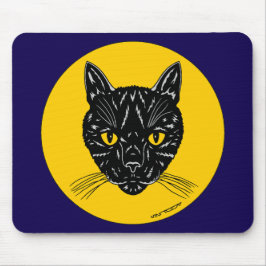 Black Cat Face Mousepad