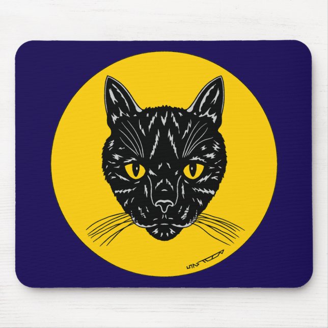 Black Cat Face Mousepad (Vorne)