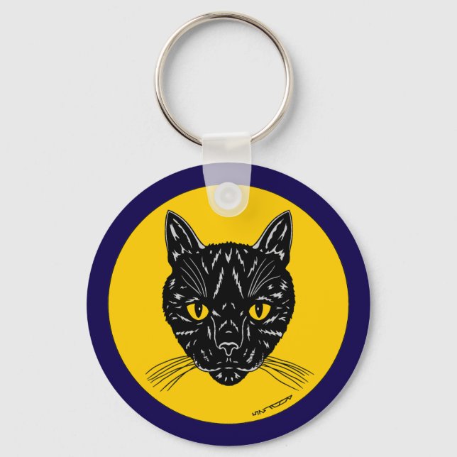 Black Cat Face Schlüsselanhänger (Vorderseite)