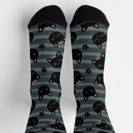 Black Cat Face Socken