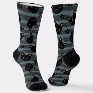 Black Cat Face Socken