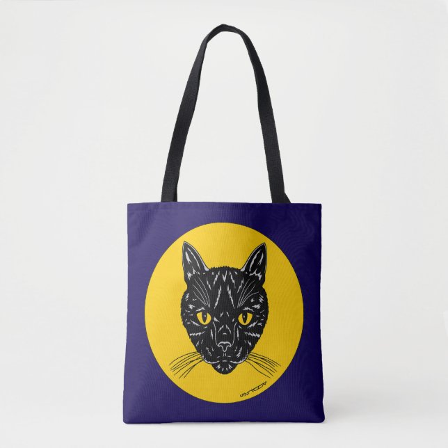 Black Cat Face Tasche (Vorderseite)