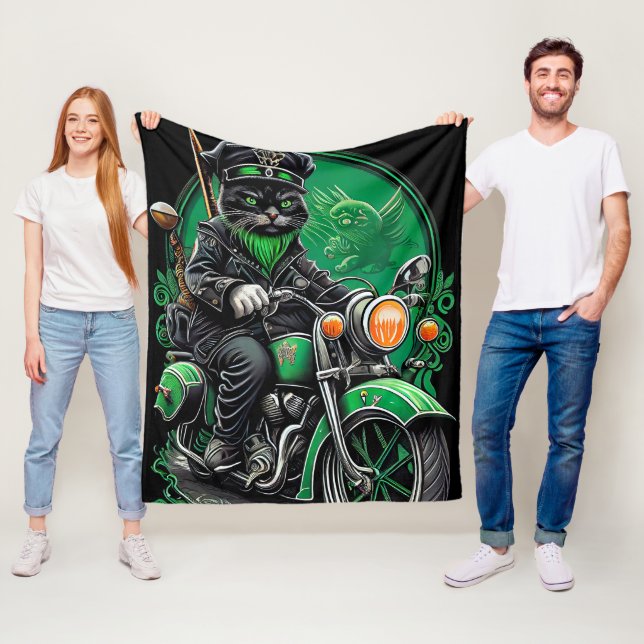 Black Cat Fahrrad St. Patrick's Day Fleecedecke (Beispiel)