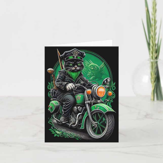 Black Cat Fahrrad St. Patrick's Day Karte (Vorderseite)