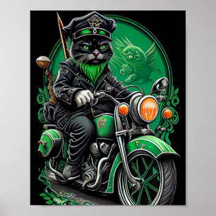 Black Cat Fahrrad St. Patrick's Day Poster