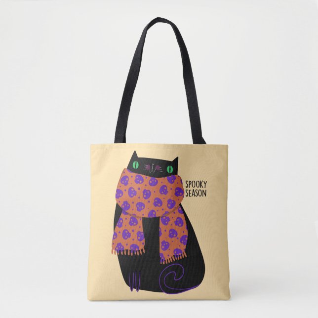 Black Cat Fall Saison Halloween Spooky Niedlich Tasche (Vorderseite)