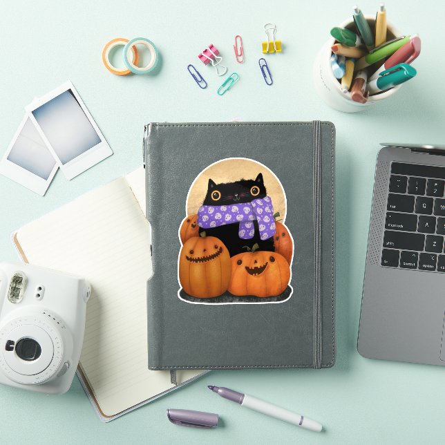 Black Cat Fall Saison Happy Halloween Aufkleber (iPad Hülle)