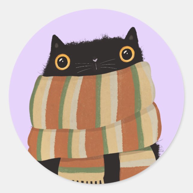 Black Cat Fall Saison Happy Halloween Runder Aufkleber (Vorderseite)