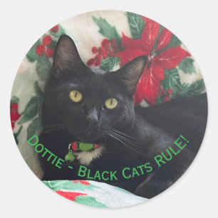 Black Cat Feiertagsaufkleber Runder Aufkleber