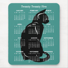 Black Cat Feline Design 2025 Calendar Mousepad