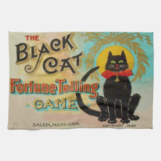 Black Cat Fortune Telling Game Handtuch (Horizontal)