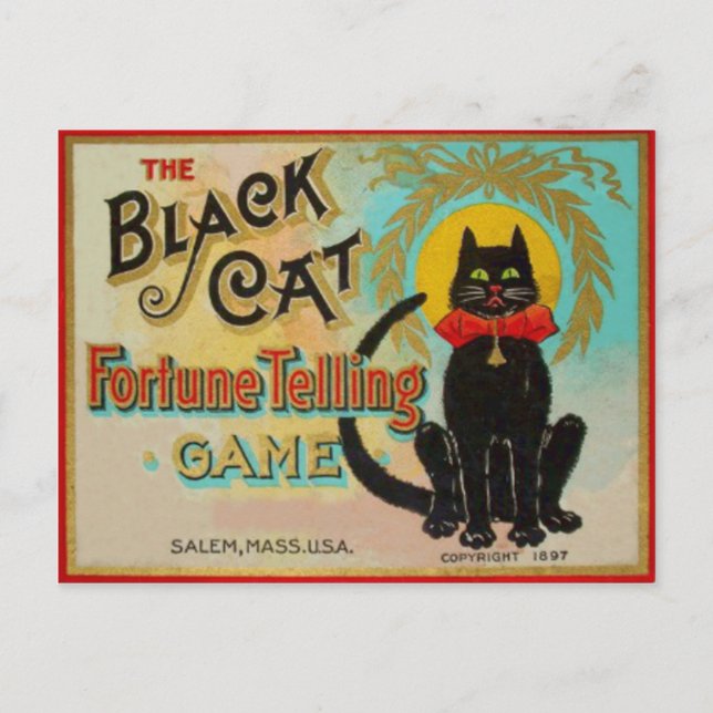 Black Cat Fortune Telling Game Postkarte (Vorderseite)