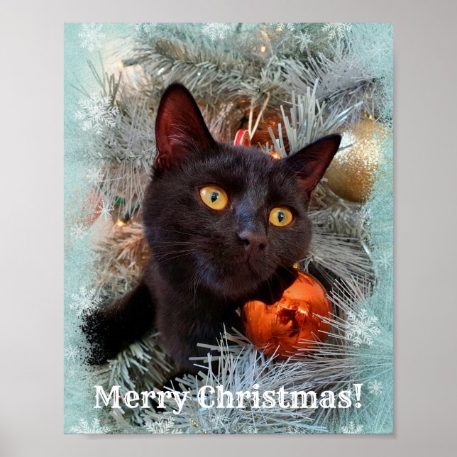 Black Cat Frohe Weihnachten Poster (Vorne)