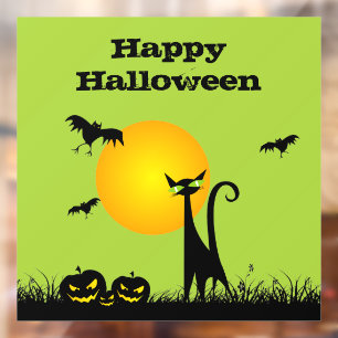 Black Cat Full Moon Halloween Fensteraufkleber