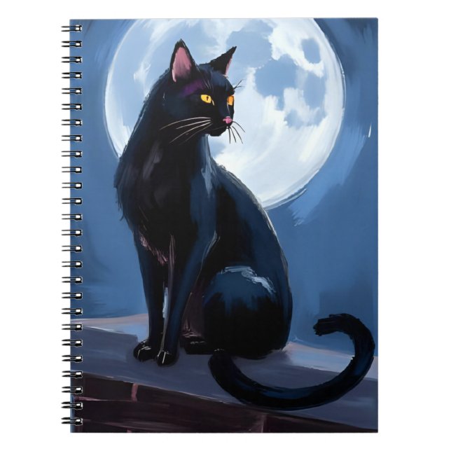 Black Cat | Full Moon Pet Painting Notizblock (Vorderseite)
