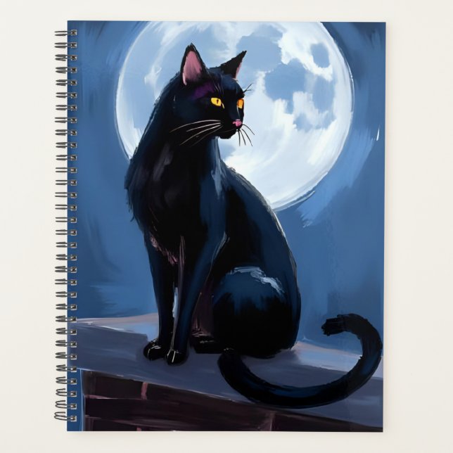 Black Cat | Full Moon Pet Painting Planer (Vorderseite)