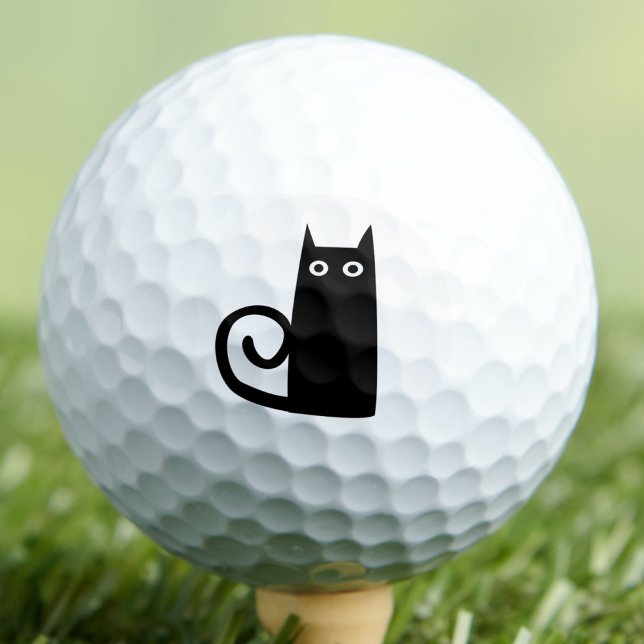 Black Cat Fun Golfball (Fun black cat golf ball for animal lovers)