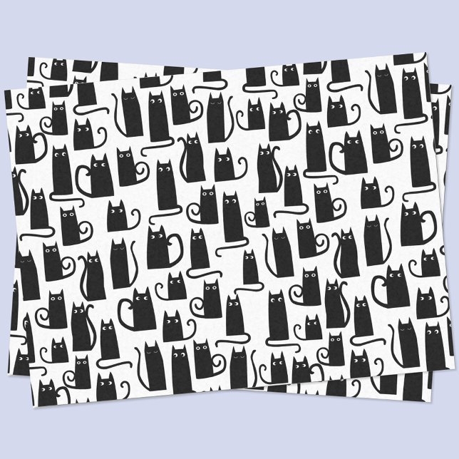 Black Cat Fun Seidenpapier (Black cat black and white tissue paper)