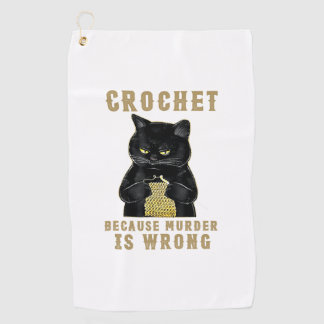 Black Cat Funny Crochet, weil Mord falsch Golfhandtuch