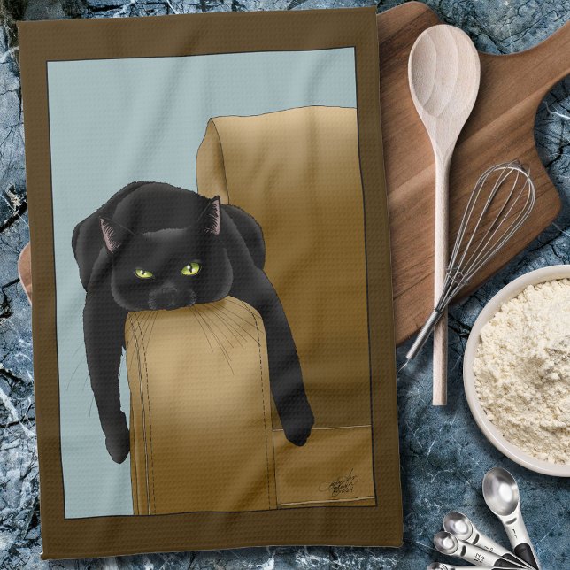 Black Cat Funny Sassy Blue Geschirrtuch (Von Creator hochgeladen)
